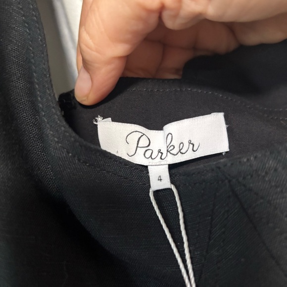 Parker NY Black Linen High Neck Sleeveless Back Tie Pleated Shorts Romper NWT - Picture 8 of 9